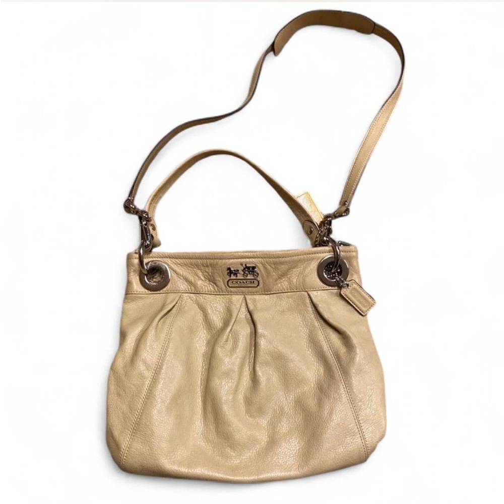 COACH Beige Madison Hippie Leather Crossbody Purse